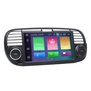 Fiat 500 2007-2015 CarPlay Android 10 navigatie en multimediasysteem Bluetooth USB WiFi 2+16GB ZWART