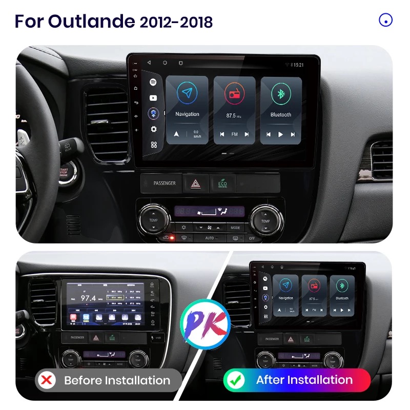 CarPlay Mitsubishi Outlander 2012-2018 (voor originele systeem zonder Rockford) Octa Core Android 10 multimediasysteem USB WiFi Bluetooth 4G 2+32GB -