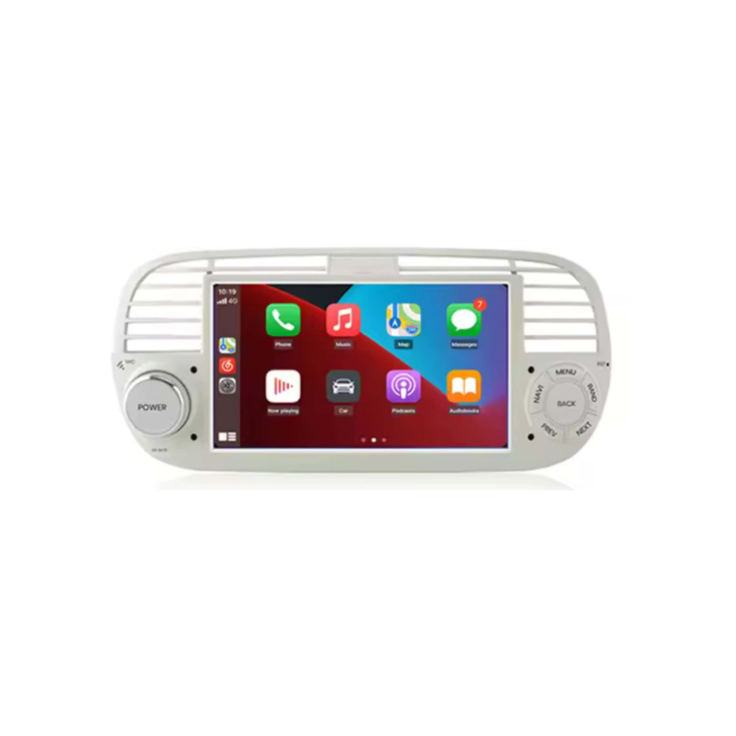 RoadMaster CarPlay Fiat 500 2007-2015 Android 14 Navigatie En Multimediasysteem 2GB RAM 32GB ROM wit/beige