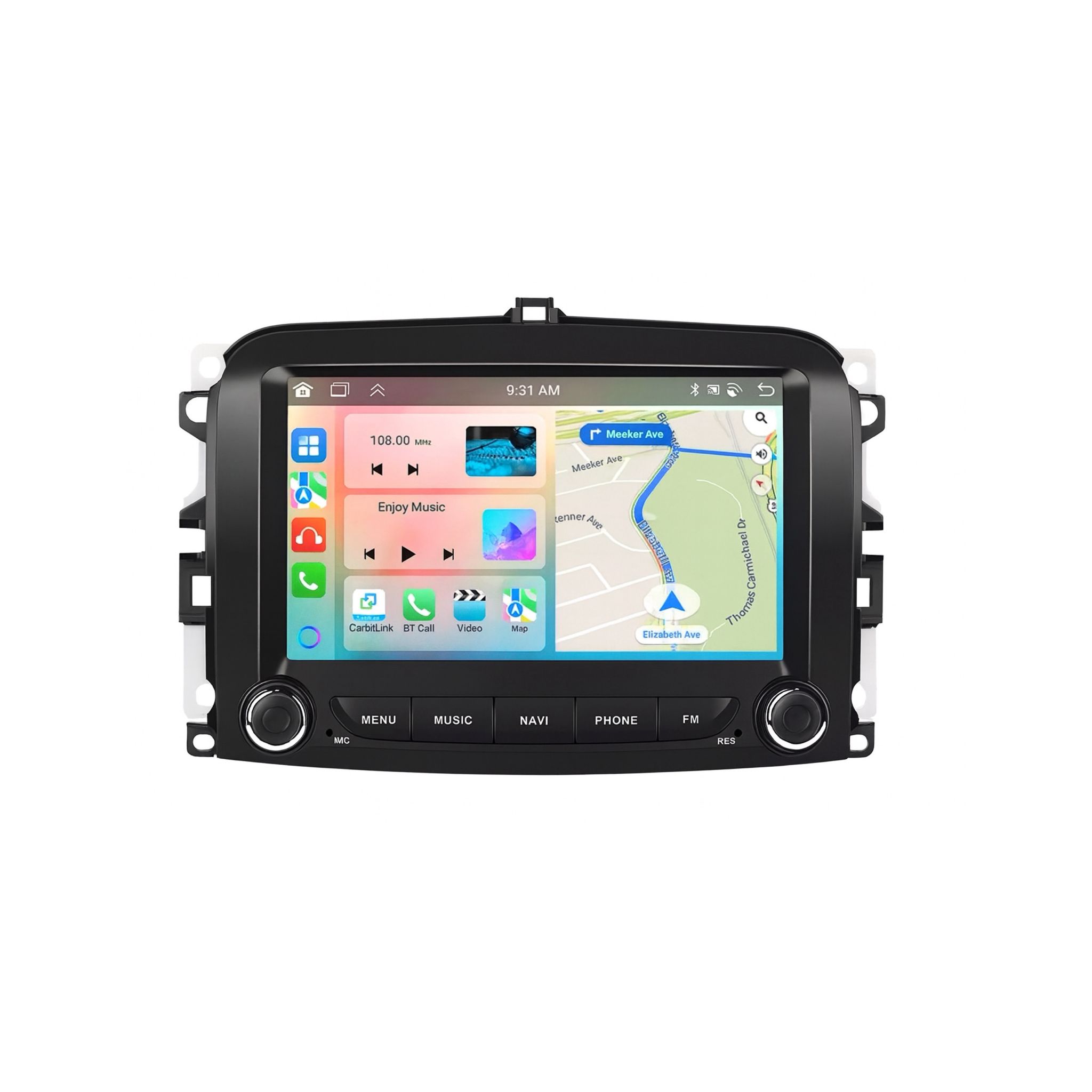 RoadMaster CarPlay 4core Fiat 500L 2012-2021 Android 14 navigatie en multimediasysteem 2GB RAM 32GB ROM RM-FI12